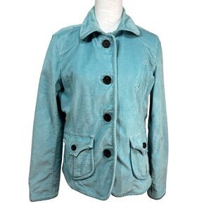 Vtg GAP Womens Corduroy Blazer Jacket Turquoise Y2K 2005 Preppy Academia Sz 12